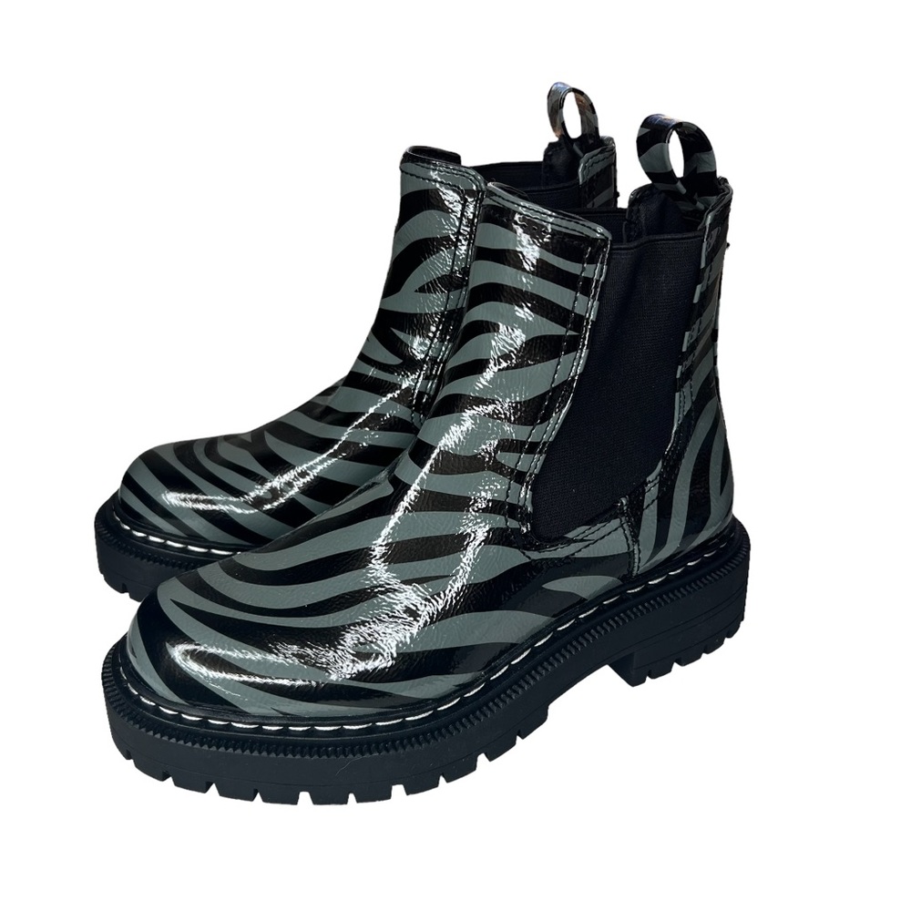 Sam Edelman Black/Grey Zebra Effie Lug Sole Chelsea Boot 9.5 - Picture 4 of 6